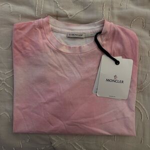 Moncler Pink and White Tie-Dye Tee